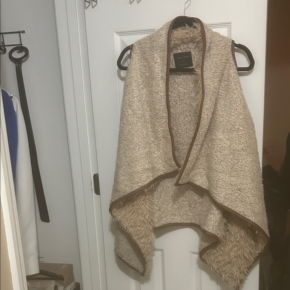 Love Tree Beige and Brown Textured Vest